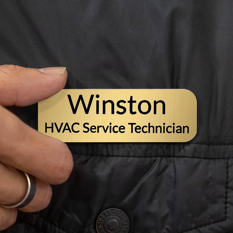 All Quality 1" X 3" Name Tag/Badge Blanks with Pin - 10 Pack (Brushed Gold) - Image 3